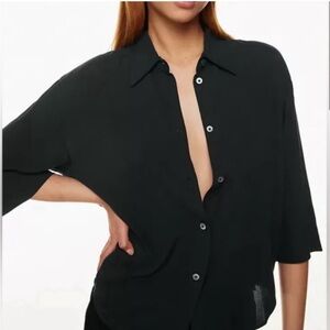 Aritzia Babaton Carrington Shirt 7/8 Sleeve Gauze Button Down XS